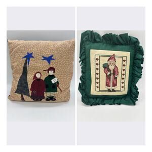 Two handmade vintage country Christmas pillows